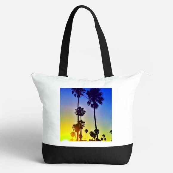 🌴NEW!Large Zip Cotton Tote Bag "CaliforniaLover" my Art print. - Picture 3 of 6